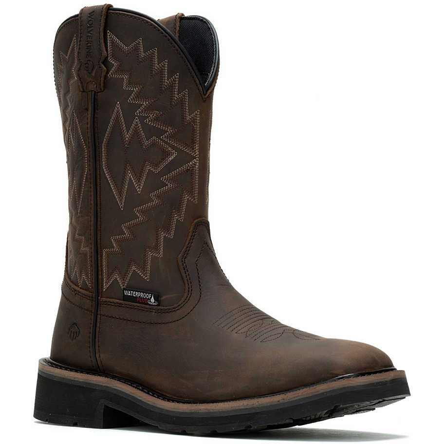Wolverine Men's Rancher Arrow Steel Toe Waterproof Western Work Boot- Brown- W241048 - Overlook Boots