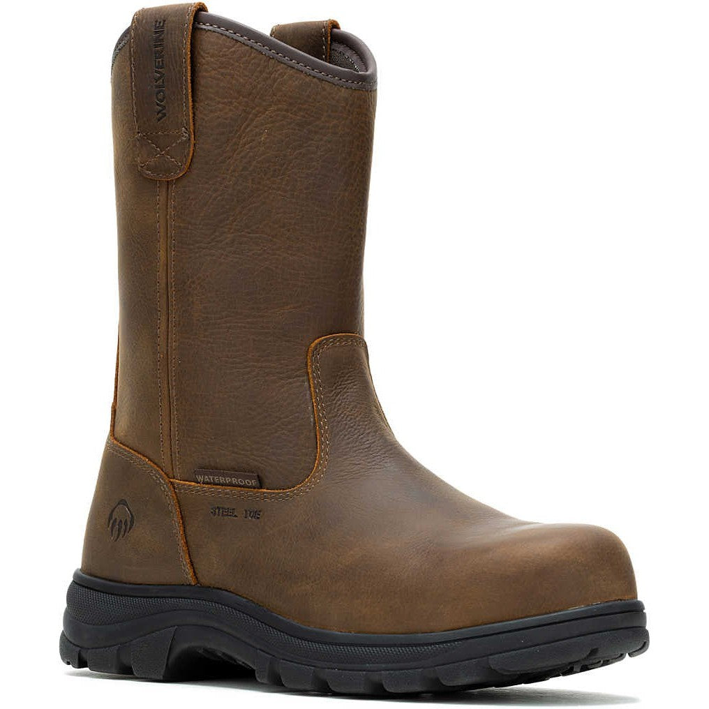 Wolverine Men's Carlsbad 10" Steel Toe Waterproof Wellington Work Boot- Brown- W241069 7 / Medium / Brown - Overlook Boots