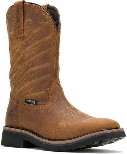 Wolverine Men's Rancher Flag Soft Toe Waterproof Wellington Western Work Boot -Brown- W240056 7 / Medium / Brown - Overlook Boots