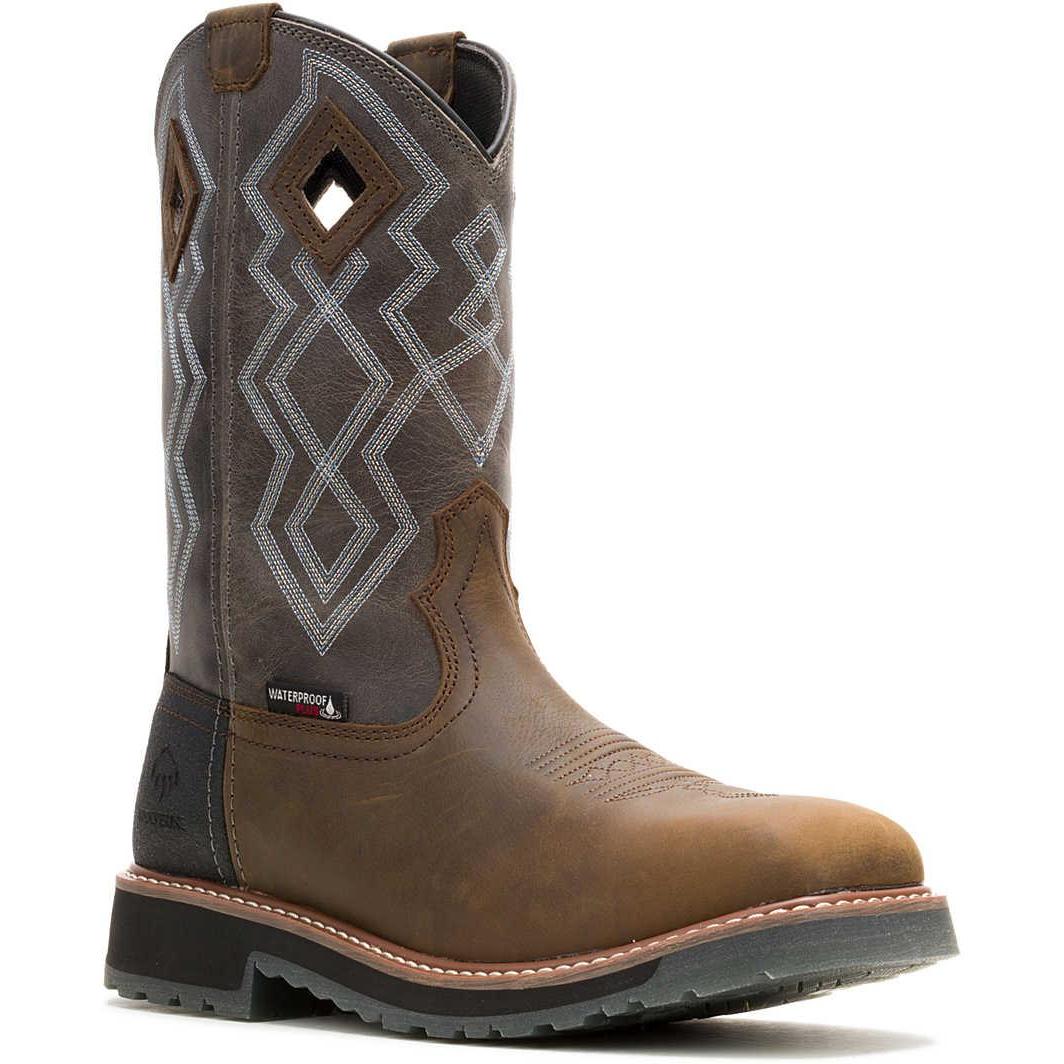 Wolverine Men's Rancher Pro Soft Toe Waterproof Pull On Western Work Boot- Titanium - W250030 7 / Medium / Brown - Overlook Boots