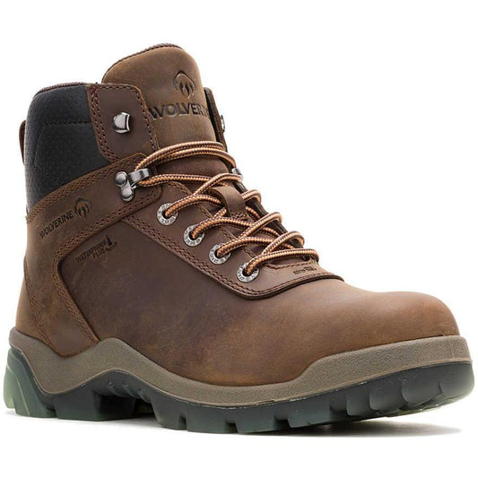 Wolverine Men's Vantage Ft 6" Comp Toe Waterproof Carbonmax Work Boot - Brown - W251010 7 / Medium / Dark Brown - Overlook Boots