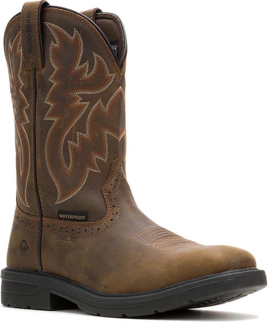 Wolverine Men's Rancher Level Steel Toe Waterproof Western Work Boot - Coffee - W251049 7 / Medium / Dark Coffee - Overlook Boots