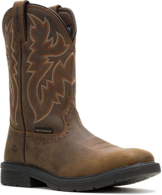 Wolverine Men's Rancher Level Steel Toe Waterproof Western Work Boot - Coffee - W251049 7 / Medium / Dark Coffee - Overlook Boots