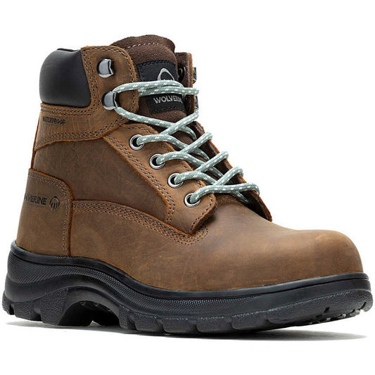 Wolverine Women's Carlsbad 6" Steel Toe Waterproof Work Boot- Brown- W241012 5 / Medium / Brown - Overlook Boots