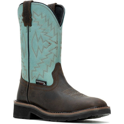 Wolverine Women's Rancher Arrow Steel Toe Waterproof Western Work Boot- Aqua- W241054 - Overlook Boots