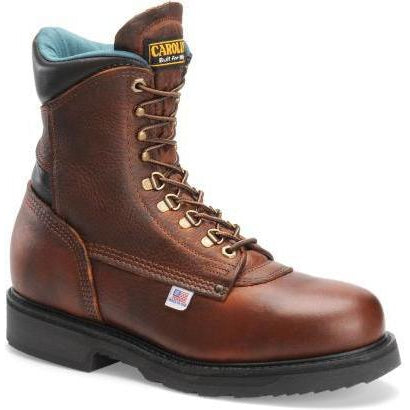 Carolina Men's Sarge Hi USA Made 8" Plain Toe Work Boot Amber Gold 809 6 / Medium / Light Brown - Overlook Boots