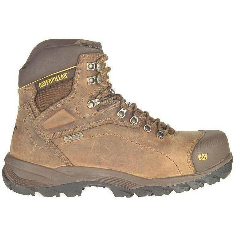 CAT Men's Diagnostic Hi Waterproof Insulated Steel Toe Work Boot - Brown- P89940 - Overlook Boots
