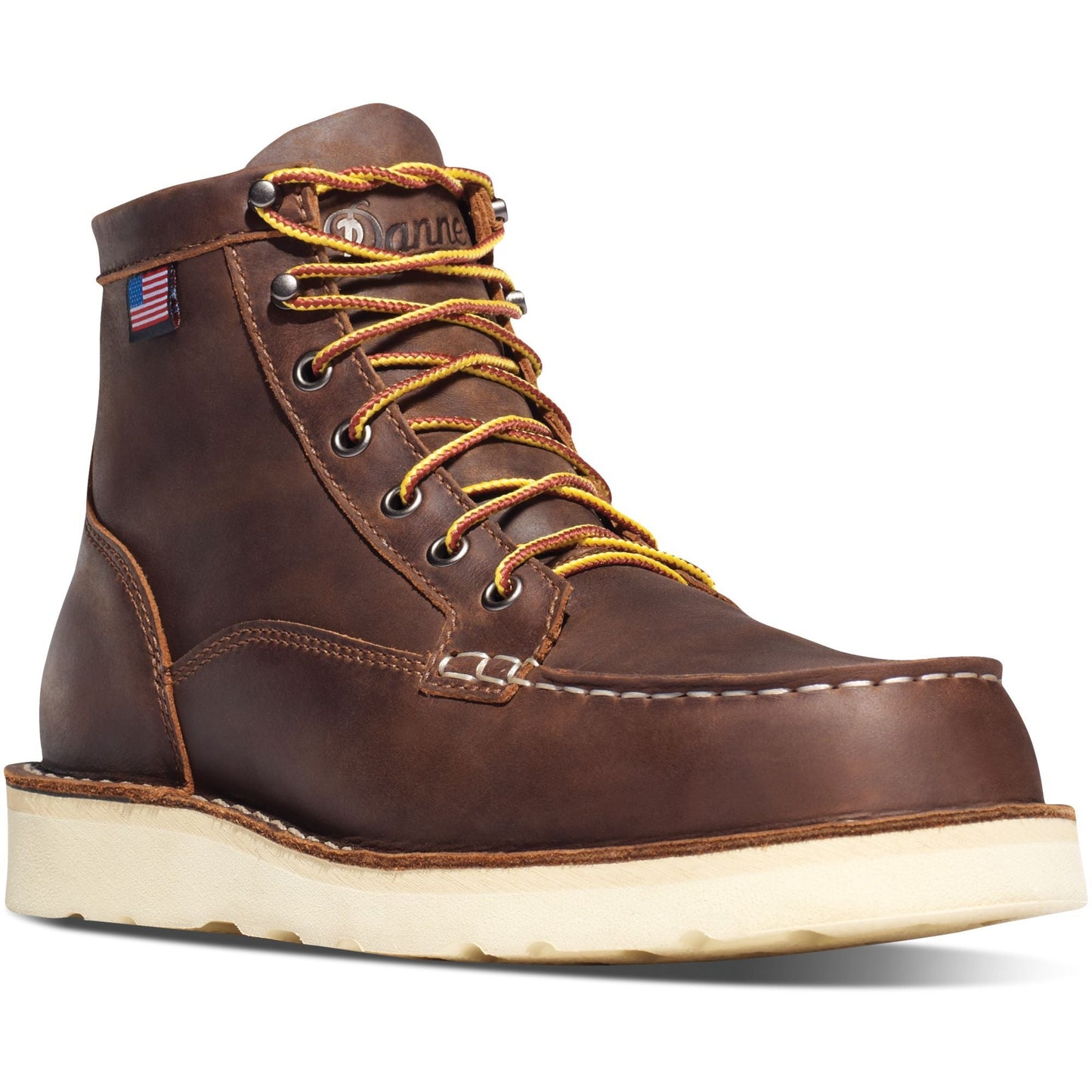 Danner Men's Bull Run USA Made 6" Moc Toe Wedge Work Boot - Brown - 15563 7 / Medium / Brown - Overlook Boots