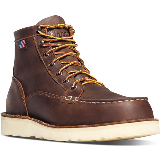 Danner Men's Bull Run USA Made 6" Moc Toe Wedge Work Boot - Brown - 15563 7 / Medium / Brown - Overlook Boots