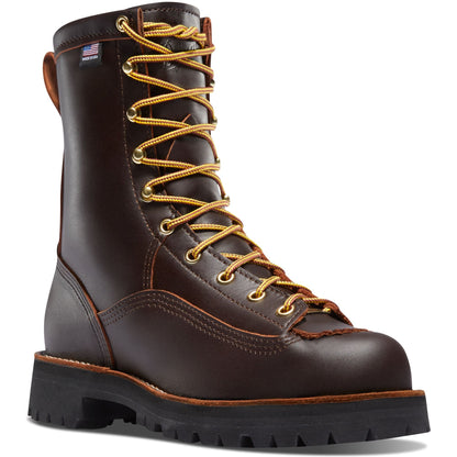 Danner Men's Rain Forest USA Made 8" Soft Toe Waterproof Work Boot Brown 10600 7 / Medium / Brown - Overlook Boots