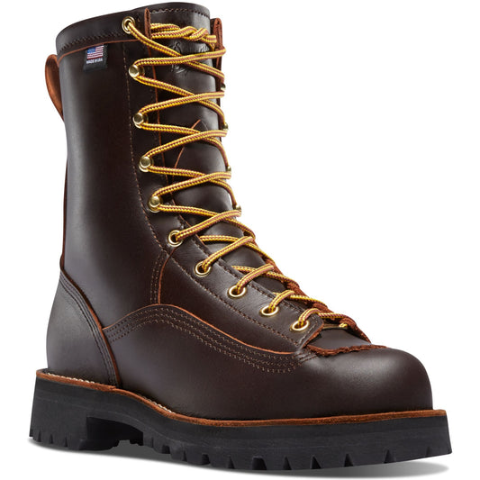 Danner Men's Rain Forest USA Made 8" Soft Toe Waterproof Work Boot Brown 10600 7 / Medium / Brown - Overlook Boots