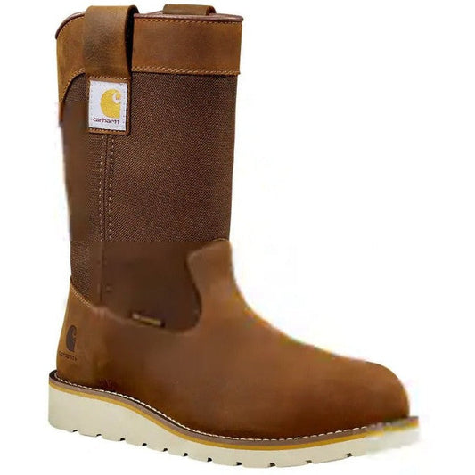 Carhartt Men's 10" Steel Toe Waterproof Wedge Wellington Work Boot -Brown- FW1232-M - Overlook Boots