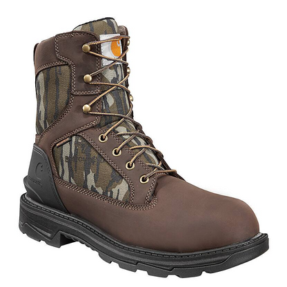 Carhartt Men's Ironwood Camo 8" Soft Toe Waterproof Work Boot -Mossy Oak- FT8002-M 8 / Medium / Brown - Overlook Boots
