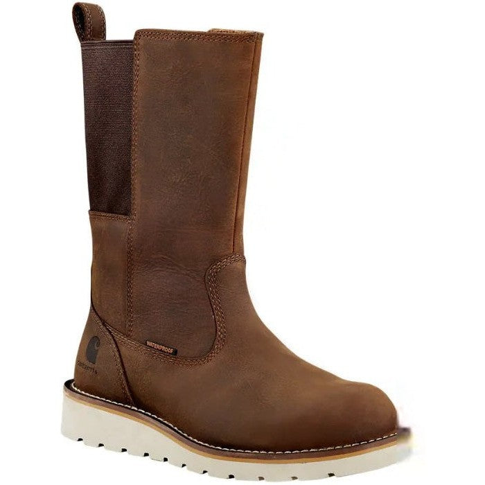 Carhartt Women's 10" Steel Toe Waterproof Wellington Wedge Boot -Brown- FW1234-W - Overlook Boots
