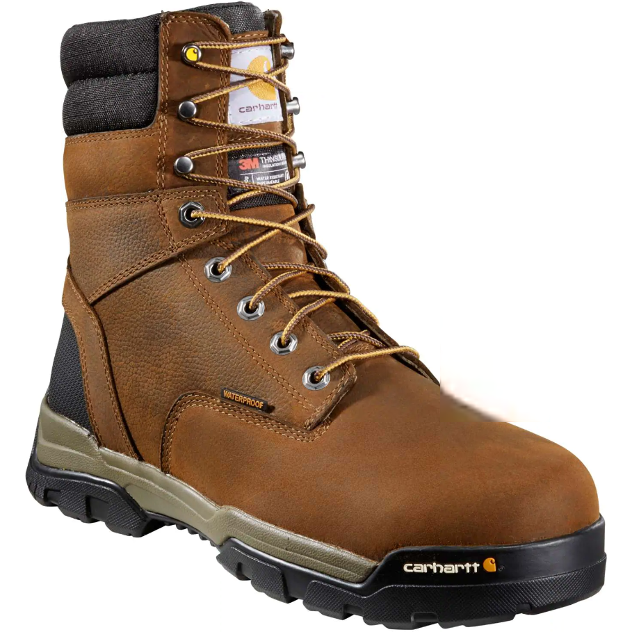 Carhartt Men's Ground Force 8" Soft Toe Waterproof 600G Ins Work Boot- CME8047 8 / Medium / Brown - Overlook Boots