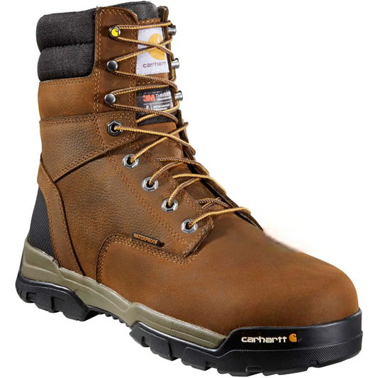 Carhartt Men's Ground Force 8" Soft Toe Waterproof 600G Ins Work Boot- CME8047 8 / Medium / Brown - Overlook Boots