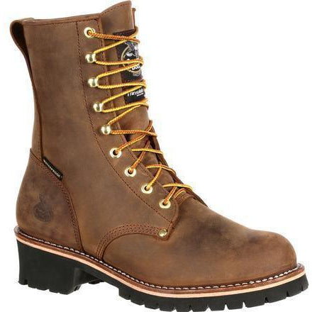Georgia Men's 8" Waterproof Steel Toe Insulated Logger Work Boot - Brown - GB00065 8 / Medium / Brown - Overlook Boots