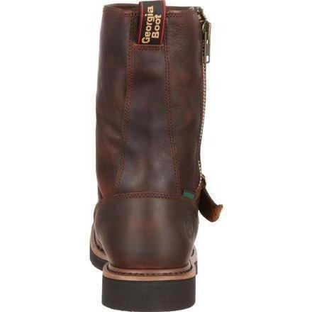 Georgia Men's Side Zipper Waterproof Wellington Work Boot - Brown - G4124 - Overlook Boots