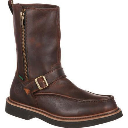 Georgia Men's Side Zipper Waterproof Wellington Work Boot - Brown - G4124 7.5 / Medium / Brown - Overlook Boots