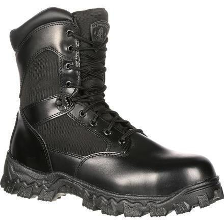 Rocky Men's Alphaforce 8" Zipper Waterproof Duty Boot - Black - FQ0002173 7.5 / Medium / Black - Overlook Boots