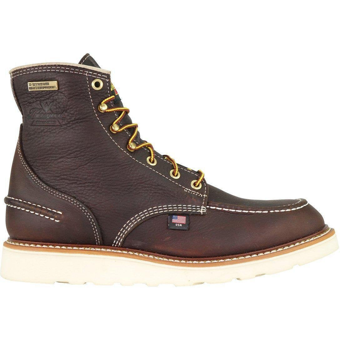 Thorogood Men's USA Made 1957 6" Moc Toe Waterproof Wedge Work Boot Brown - 814-3600 - Overlook Boots