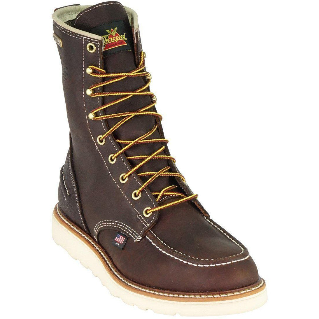 Thorogood Men's USA Made 1957 8" Moc Toe Waterproof Wedge Work Boot Brown 814-3800 - Overlook Boots