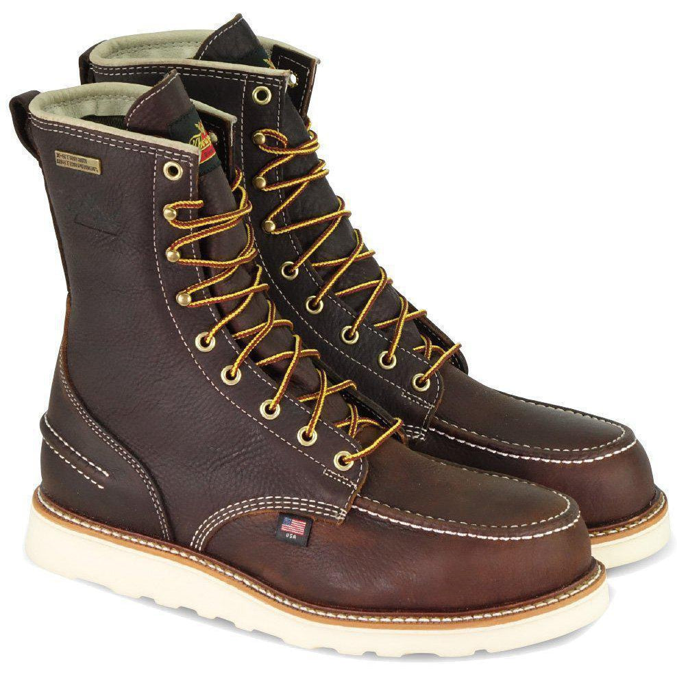 Thorogood Men's USA Made 1957 8" Moc Toe Waterproof Wedge Work Boot Brown 814-3800 8 / Medium / Brown - Overlook Boots