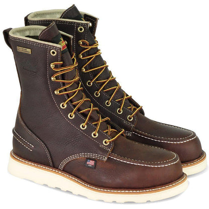 Thorogood Men's USA Made 1957 8" Moc Toe Waterproof Wedge Work Boot Brown 814-3800 8 / Medium / Brown - Overlook Boots